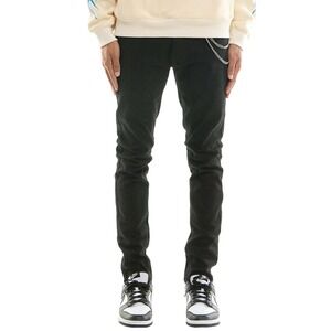 KDNK NEW 32 Skinny‎ Jeans Jet Black Rhinestone Embellished Chain Streetwear Y2K